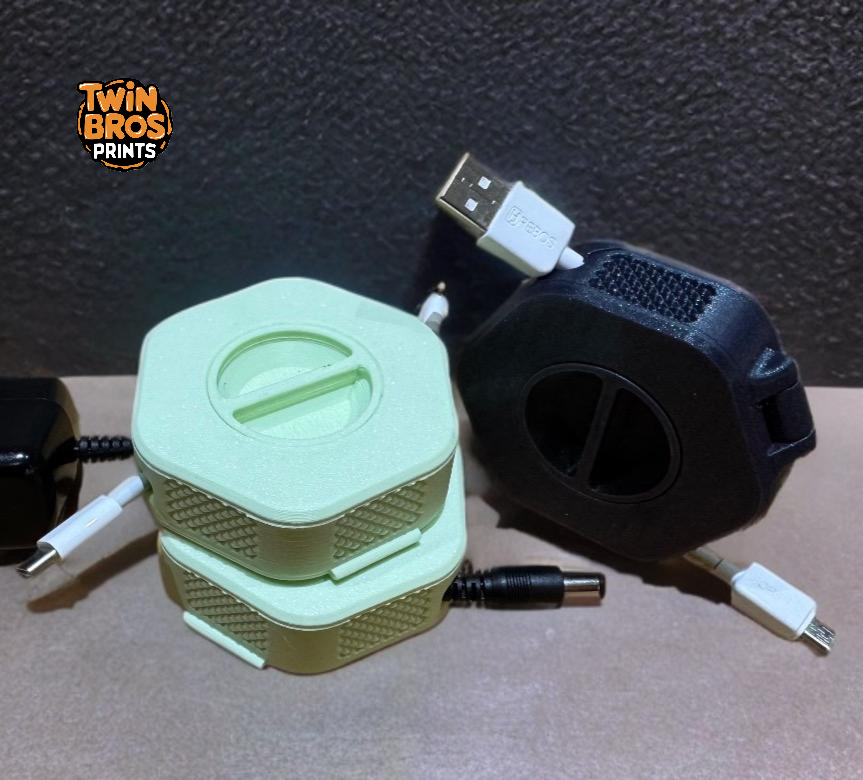 Gadget | Portable USB Cable Winder | 3D Printed Cord Organizer | 3 Sizes 1, 2, 3 meter Cables | Cable Management for Travel