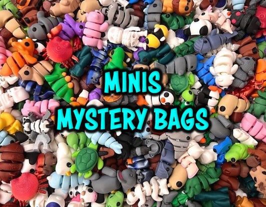Mini Animals | Minis Mystery Bags | 2 Sizes | Articulating Tiny Animals | 3D Printed Fidget Toy | Sensory Toy | Animal Gift | Baby Animals |